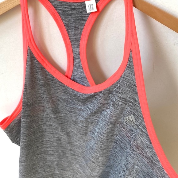 Adidas climalite Racerback Running Tank, Size L, Gray with coral trim, NWOT - Picture 4 of 10